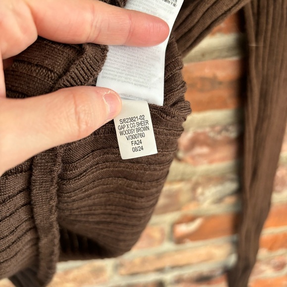 Gap x Cult Gaia Brown Wool Long Sleeve Sheer Shirt Top, M - Picture 6 of 8